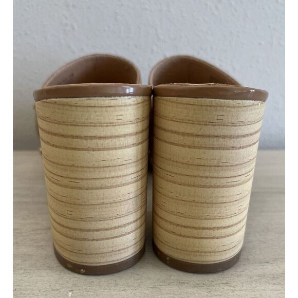 Cool Planet/Steve Madden Sz 8.5M Beige Patent Leather Restore Platform Sandals - Picture 5 of 11